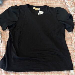 Michael Kors Black Puff Sleeve Crewneck Top